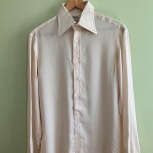 Mens Vintage Valentino Uomo Long Sleeved Button Formal 100% Silk Designer Sz 39